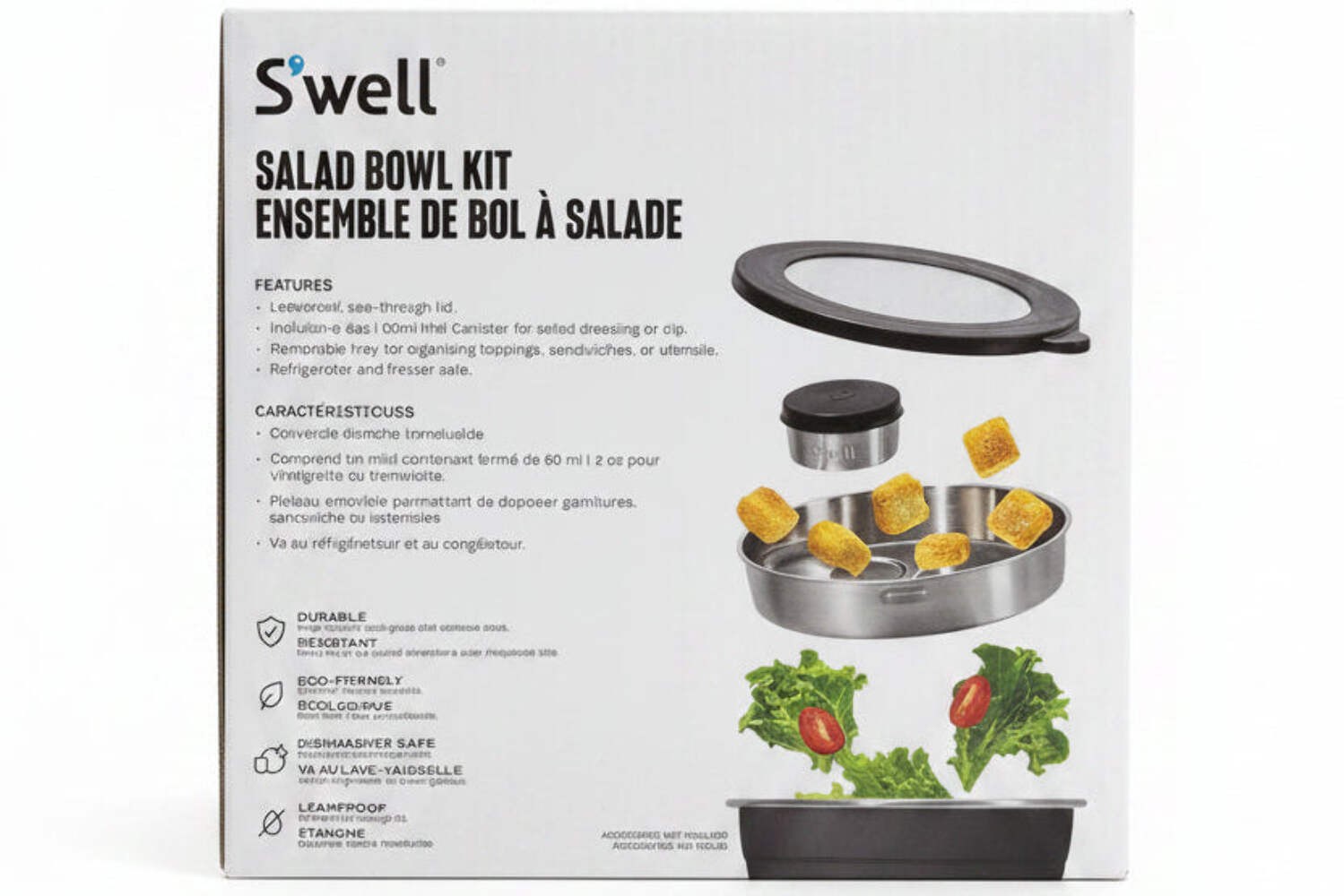 S’well Bento Box & Salad Bowl Kit, 5-Piece Stainless Steel
