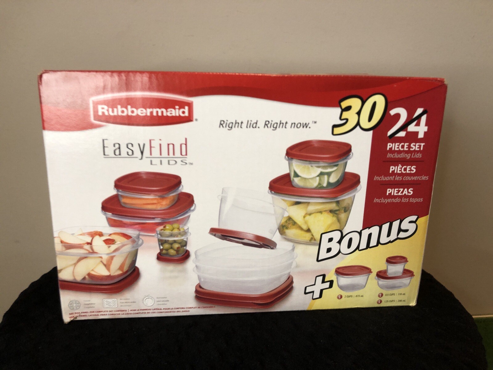 Rubbermaid Easy Find Vented Lids Food Storage Containers, 30-Piece Set, Red