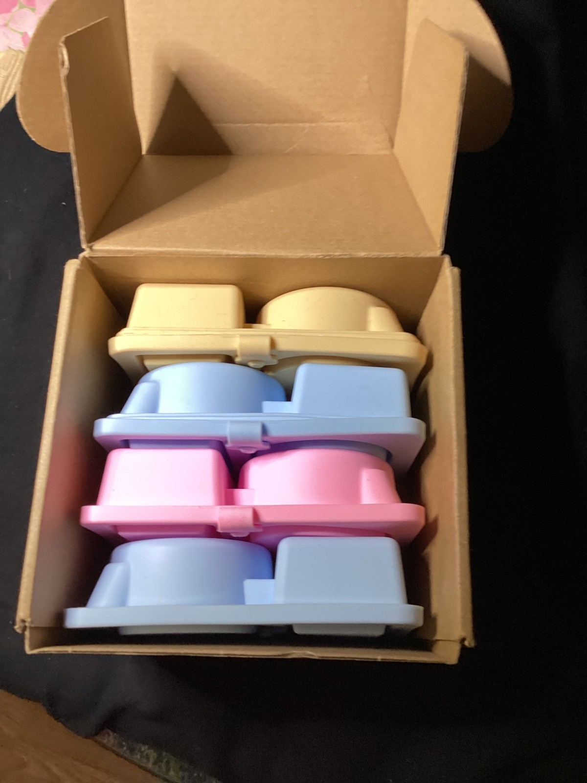 Set of 6 Silicone Snack Containers w/ Lids Pink Blue Reusable Food Storage