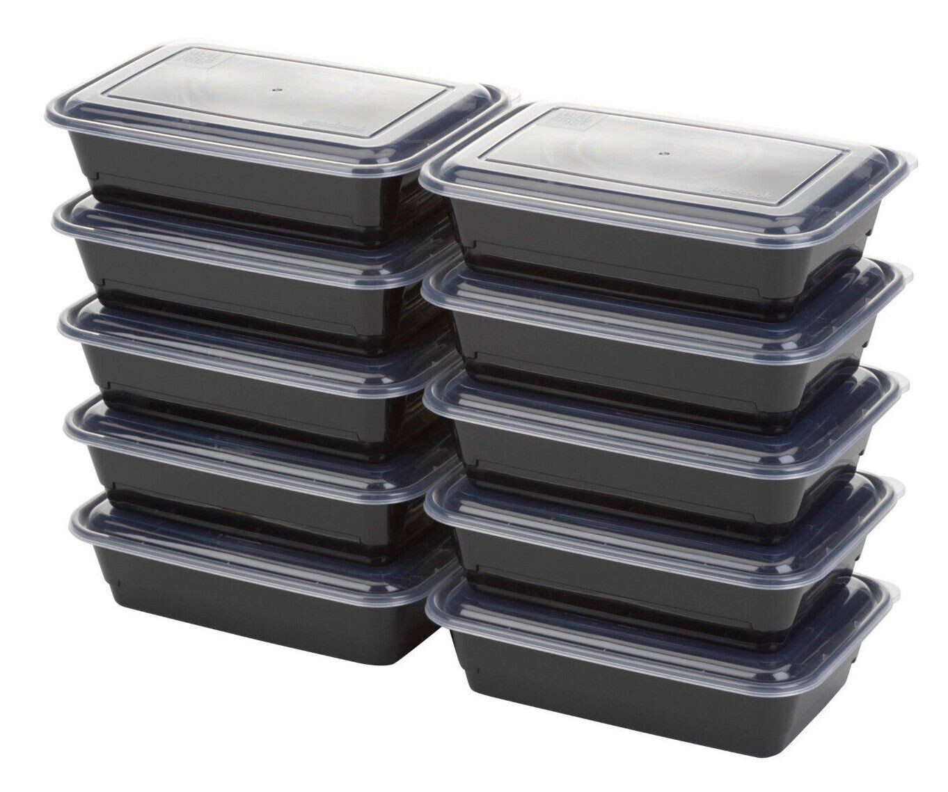 GoodCook 1 Compartment Black Meal Prep Containers & Clear Lids 10 Pack
