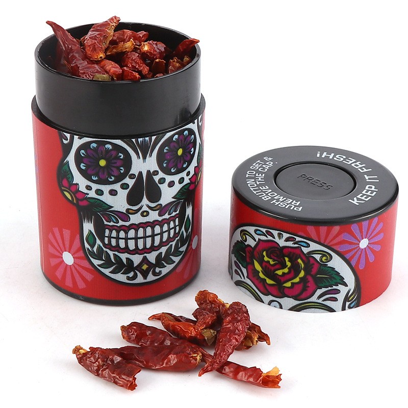 Fresh Sealed Tobacco Jars, 2 or 4 Pieces, Skull & Bones Pattern Printed