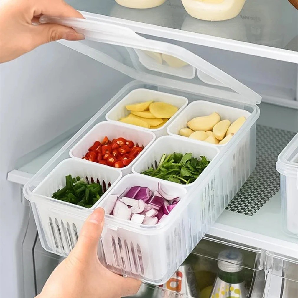 Refrigerator Food Drain Fresh-keeping Box Ginger Garlic Onion Pepper Storage AA