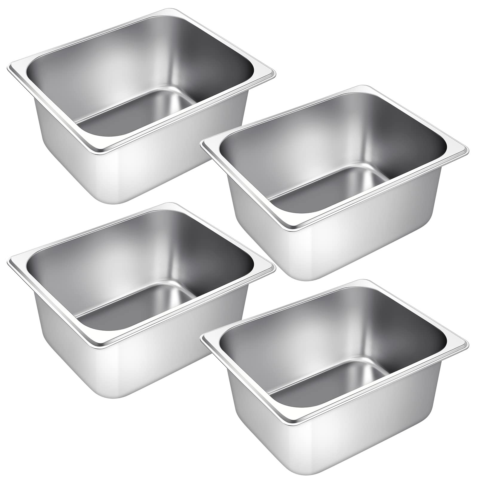 Zubebe 1/2 Half Size Steam Table Pans 6 Inch Deep Steam Pan Stainless Steel Rest
