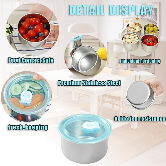 Stainless Steel Food Storage Containers Set of 4 Leak proof Metal Storage Bin…