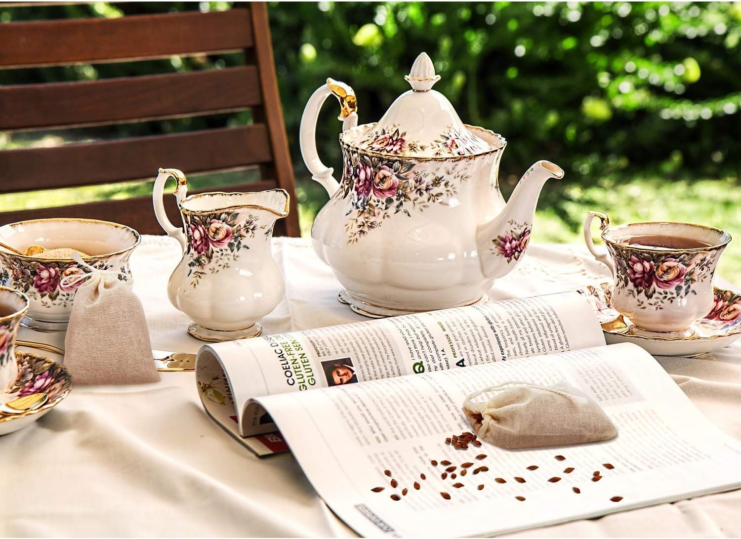 Boao 50 Pcs Cheese Cloth Tea Bags 4 x 3 Inch for Straining Reusable Beige