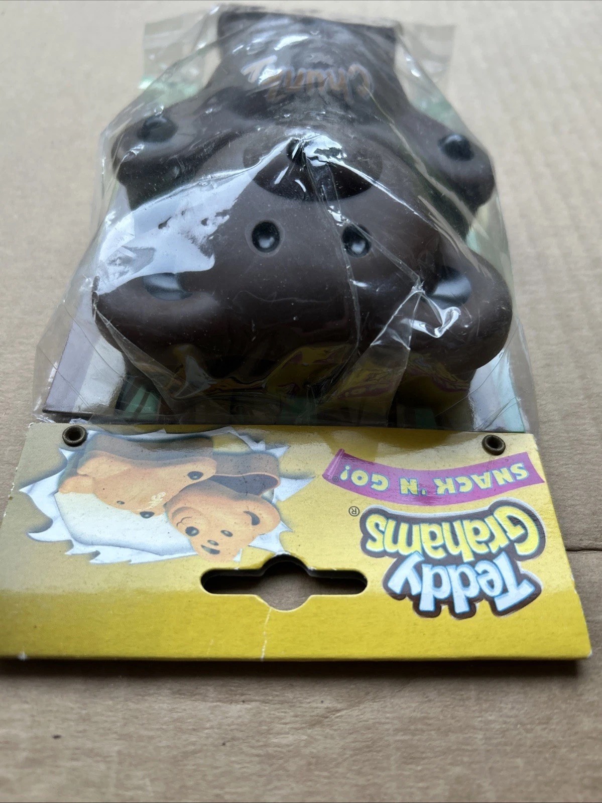 Teddy Grahams Flip Top Dark Brown Chunky Snack Container Vintage 1999 New Sealed
