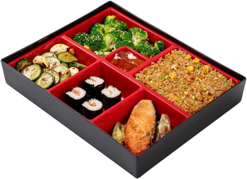 Restaurantware-12.2 x 9.8 x 2.4 Inch Compartment Lunch Large, Black