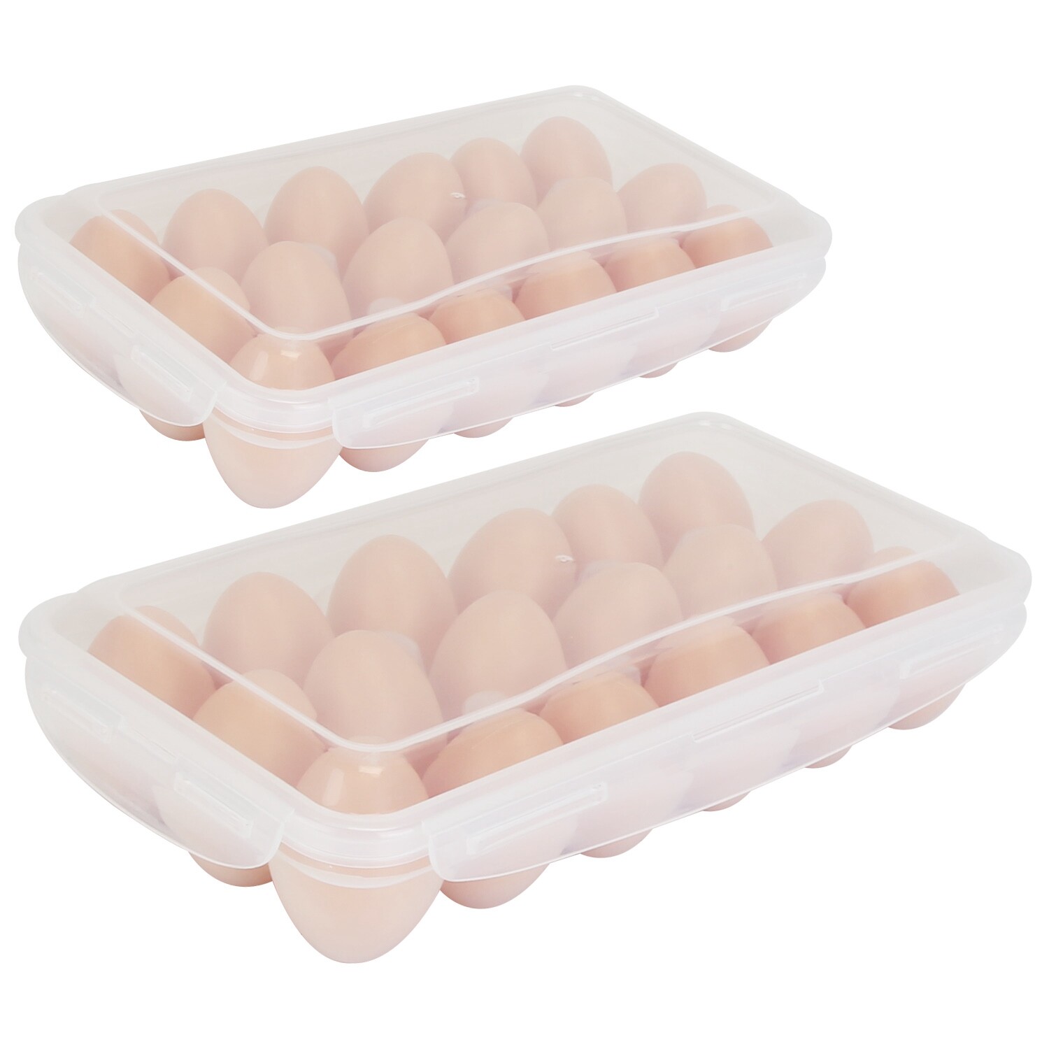 2PACK Egg Holder Plastic Container for Refrigerator Stackable Egg Tray Organizer