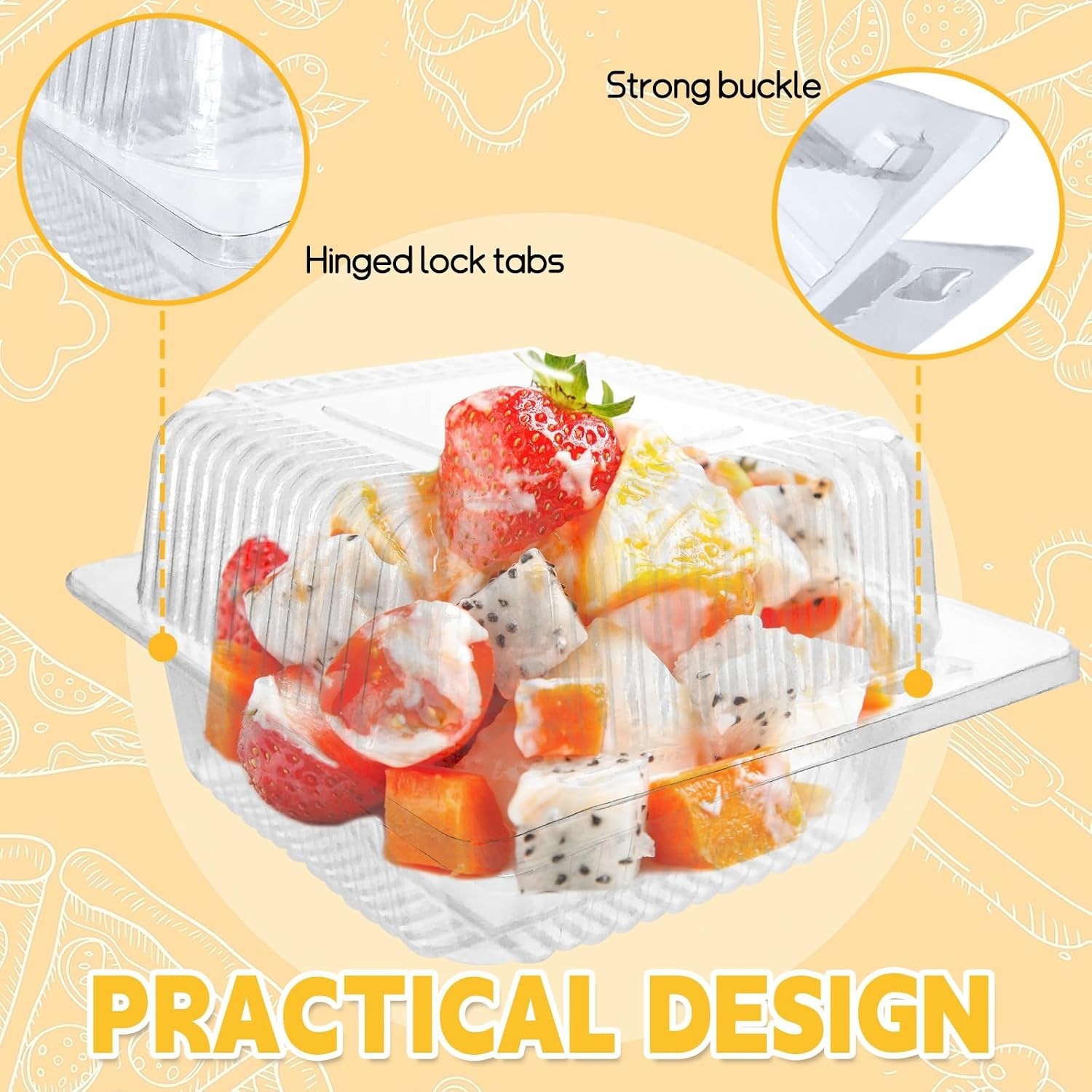 200 Clear Plastic Takeout Containers – 5.3×4.7×2.8 Inch