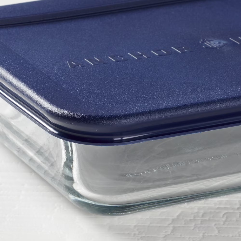 Glass Food Storage Container 3 Cup Rectangular with Lid Set of 2