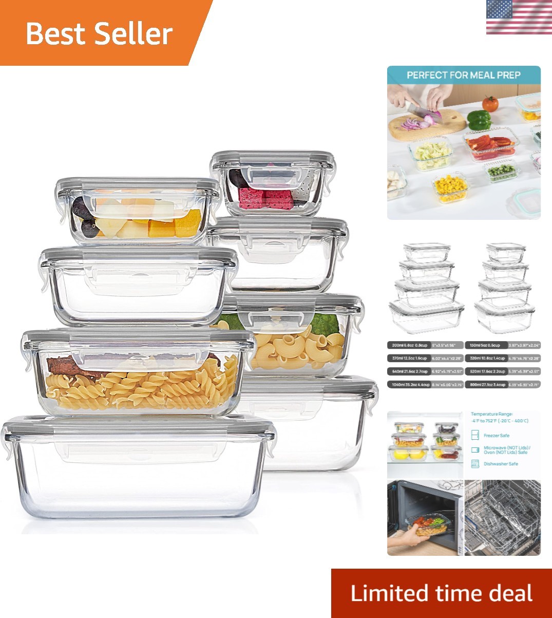 Versatile Glass Food Storage Containers Set – Microwave, Oven Safe & Leak Proof