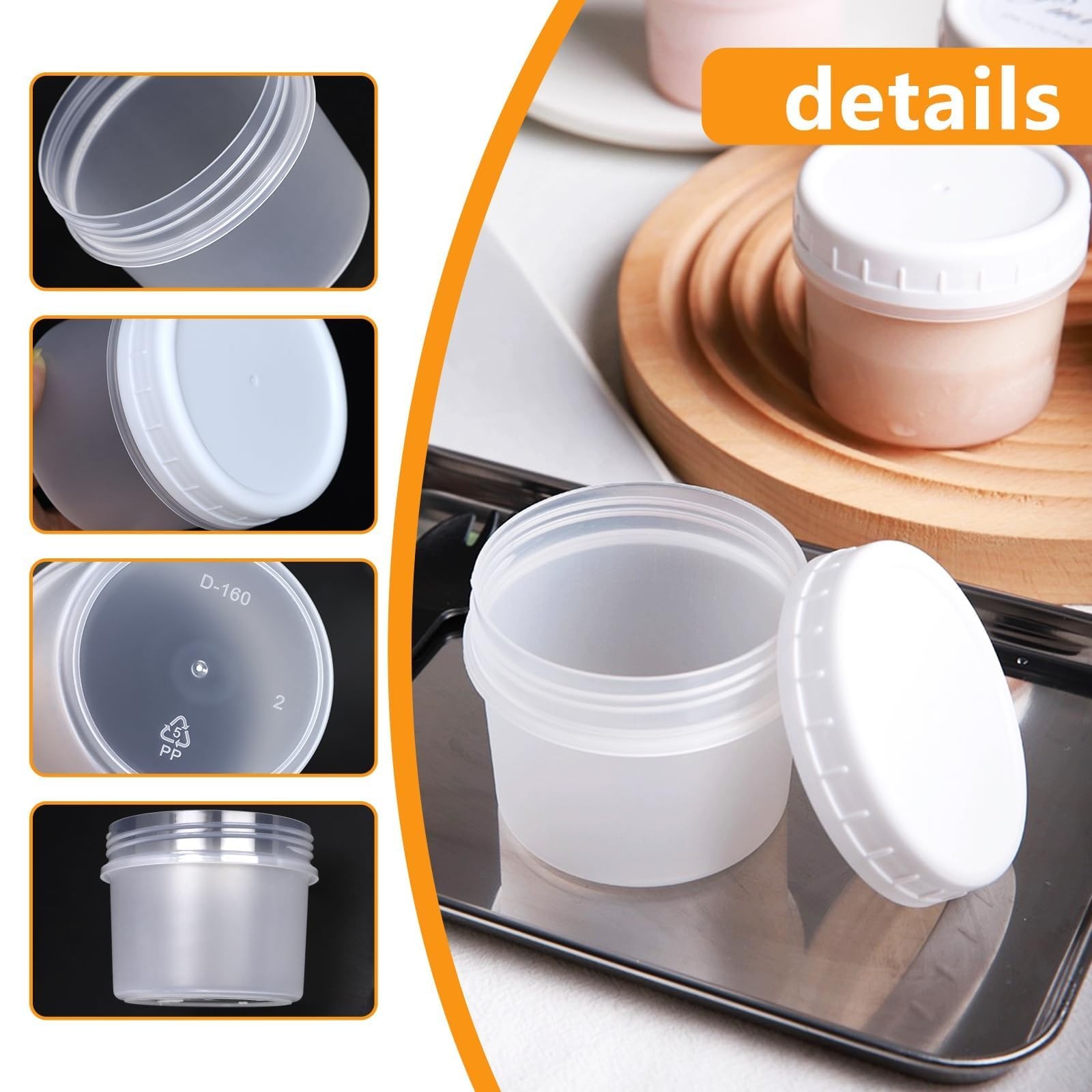 24 Pack 5 Oz160 Ml Food Storage Jars With Screw Lids Reusable Small Refrigerat