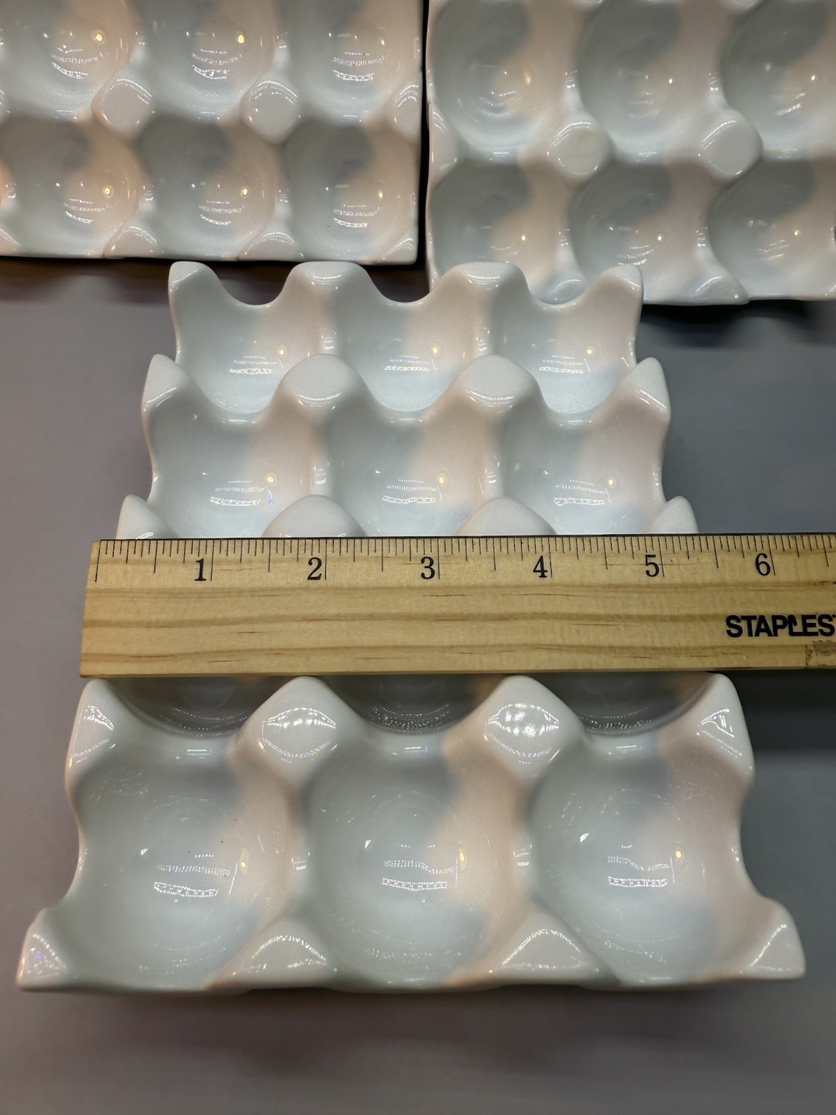 Flexzion 12 Eggs Ceramic Egg Holder, 12 Porcelain Egg Tray Storage Box, Non-Slip