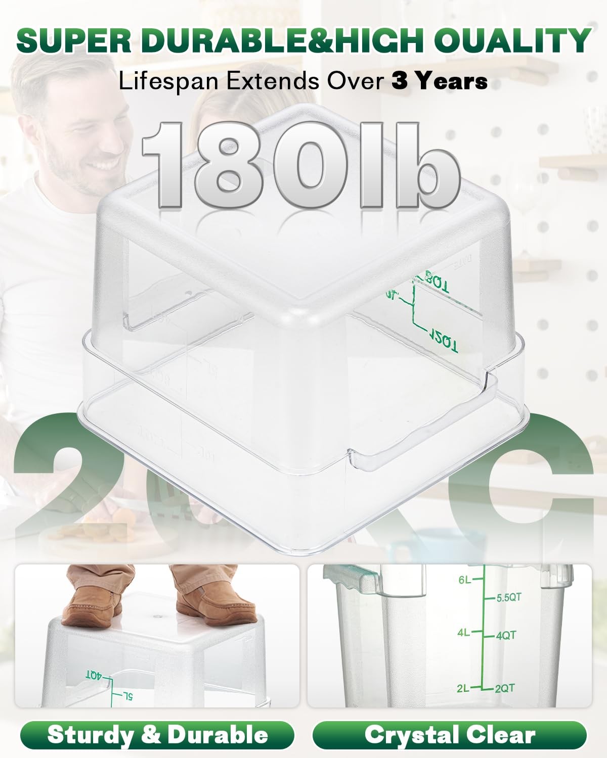 12QT NSF Food Storage Containers: 6PCS [Food Grade][Hot&Cold Resistant] Comme…