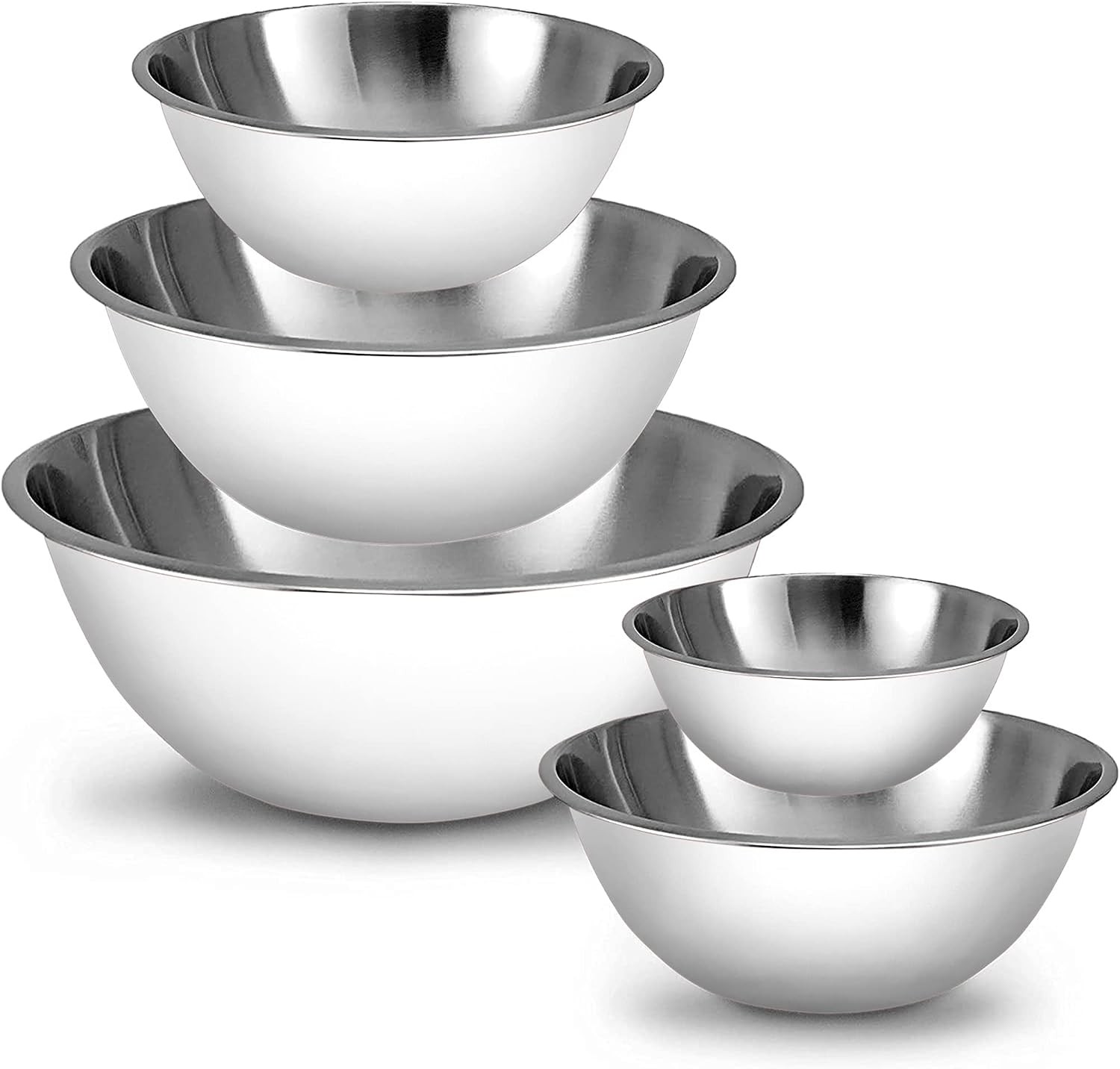 Meal Prep Stainless Steel Mixing Bowl 5-Piece Set Home Refrigerator & Kitchen