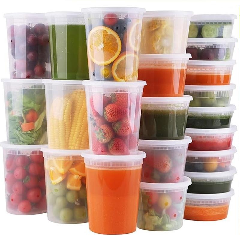 8oz Plastic Deli Containers with Lids，Food Storage Containers with Lids