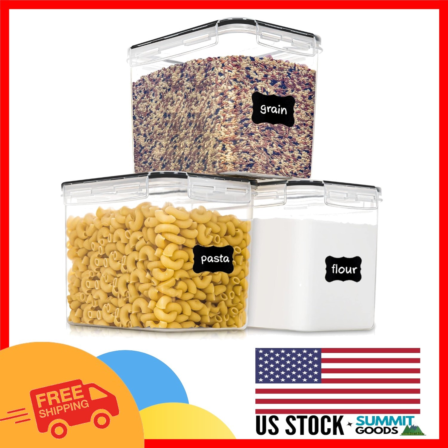 Airtight Food Storage Containers – 3.6L BPA-Free Canisters 3PCS