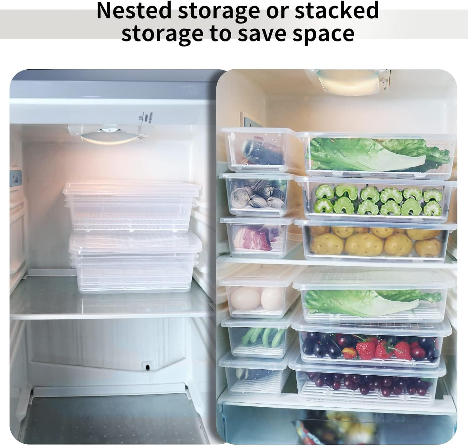 Food Storage Container, (3-Pack) Plastic Food Containers with Removable Drain Pl