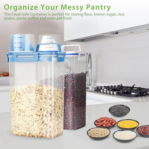 Viretec Rice Airtight Storage Container, 3 to 5Lbs Cereal Dry Food Flour Bin,…