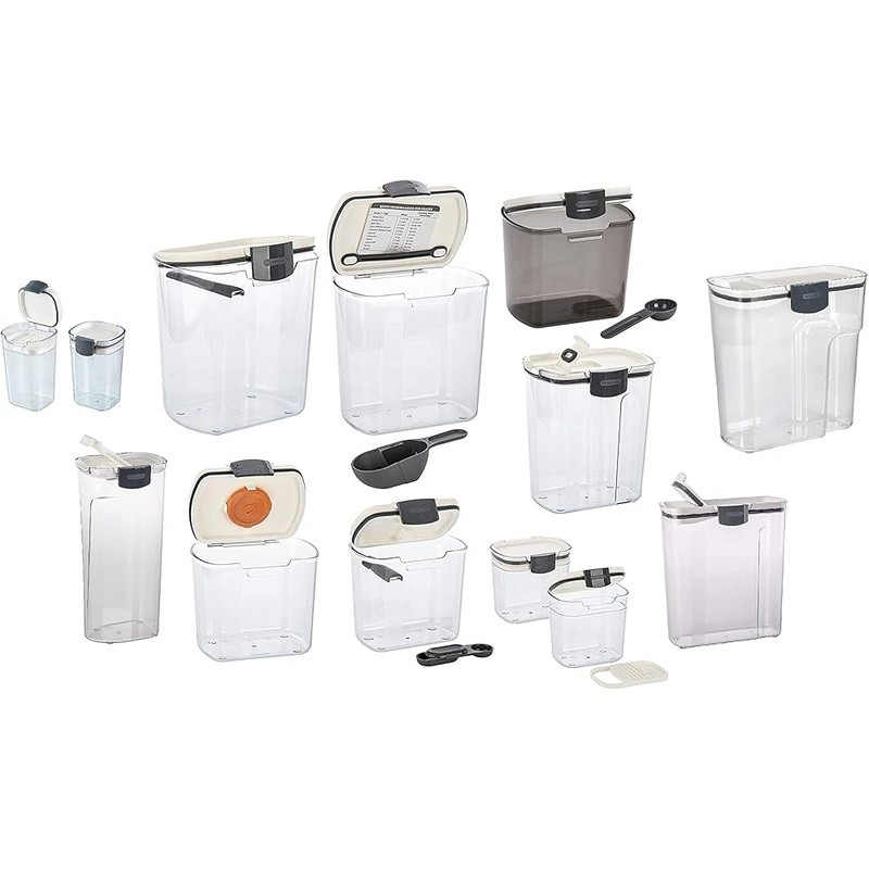 Airtight Baking Storage Set Flour Sugar Brown Sugar W/ Measuring Tools New