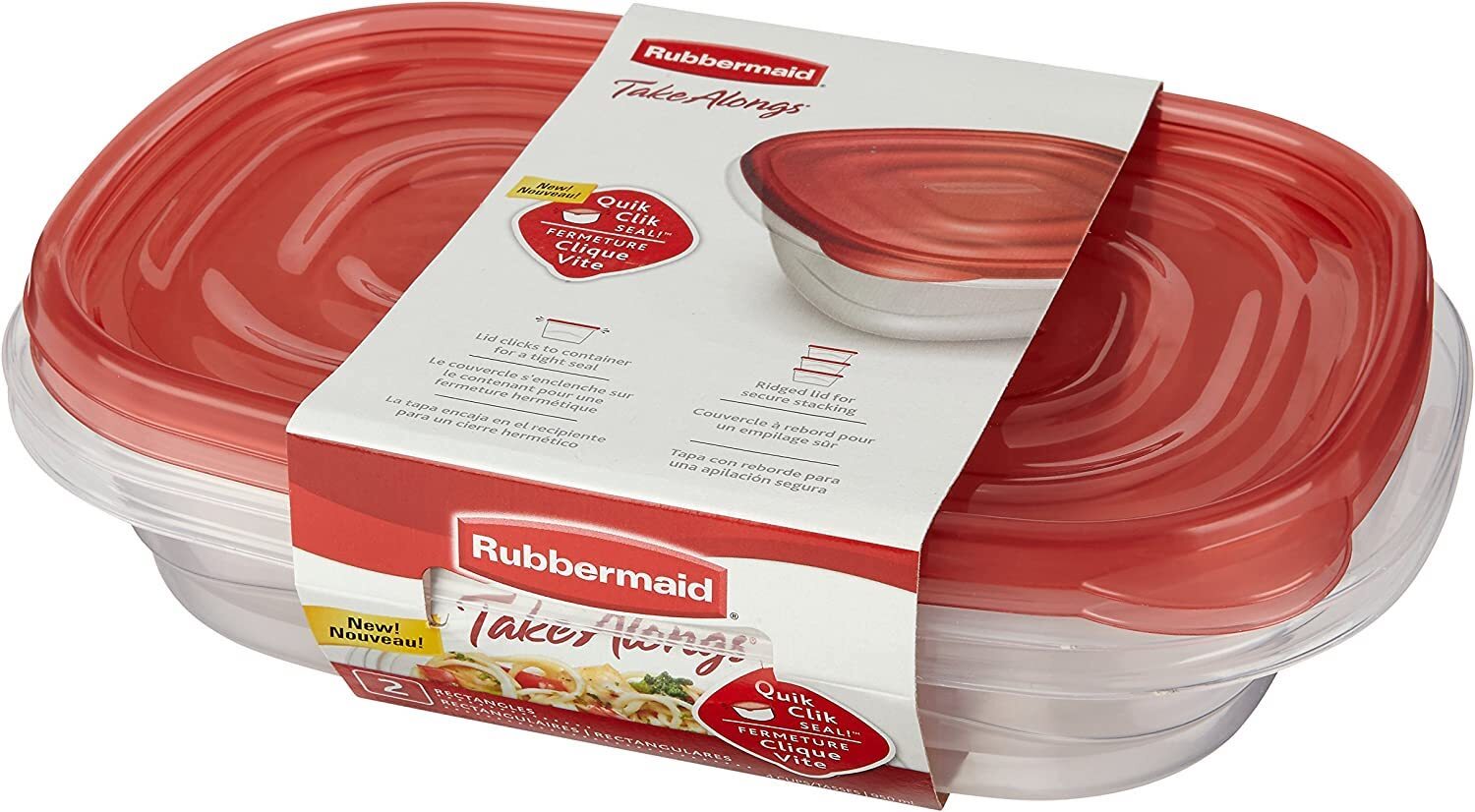 Rubbermaid TakeAlongs Rectangular Food Storage Containers, 4 Cup, 2 Count