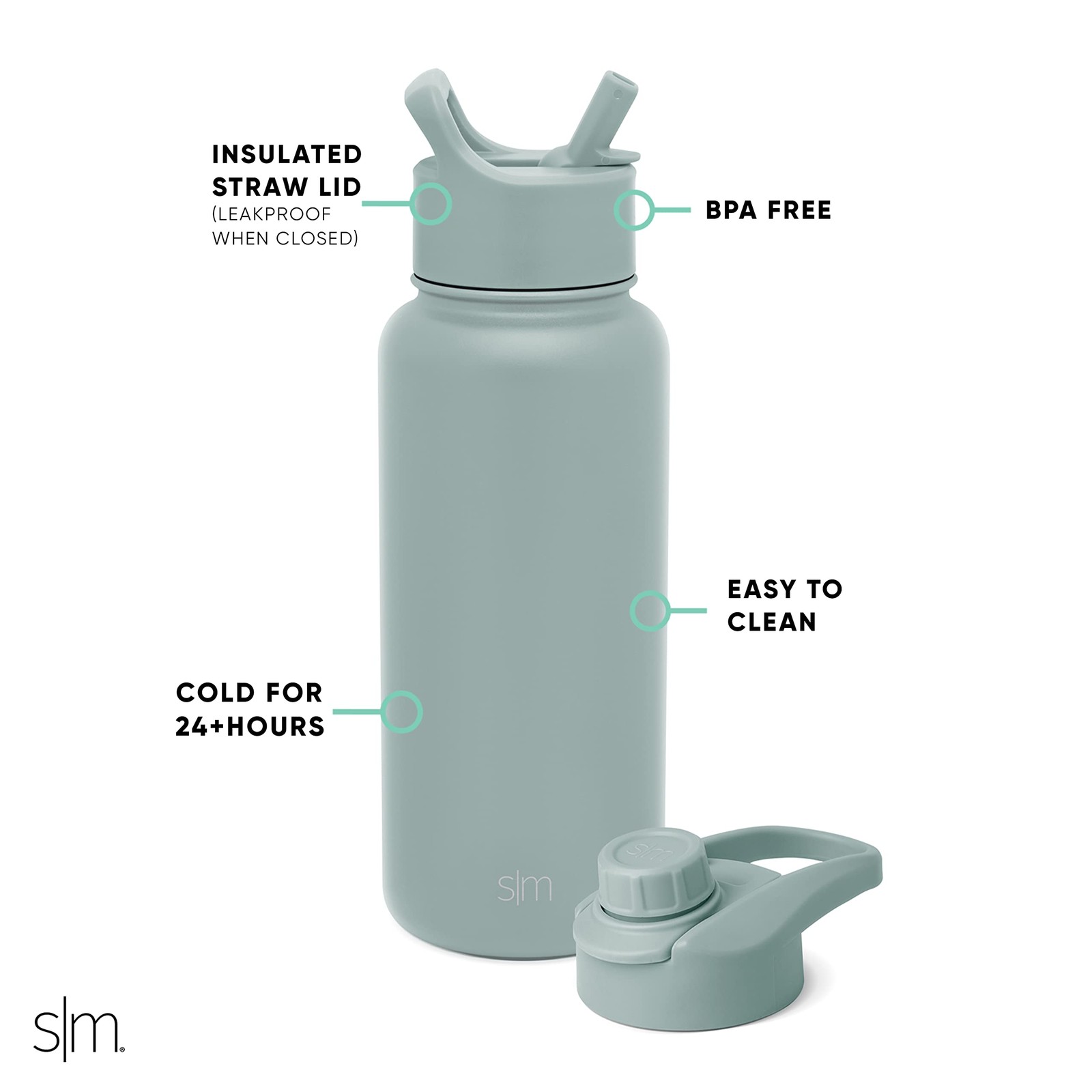 Simple Modern Water Bottle Straw And Chug Lid Vacuum Insulated Stainless Steel