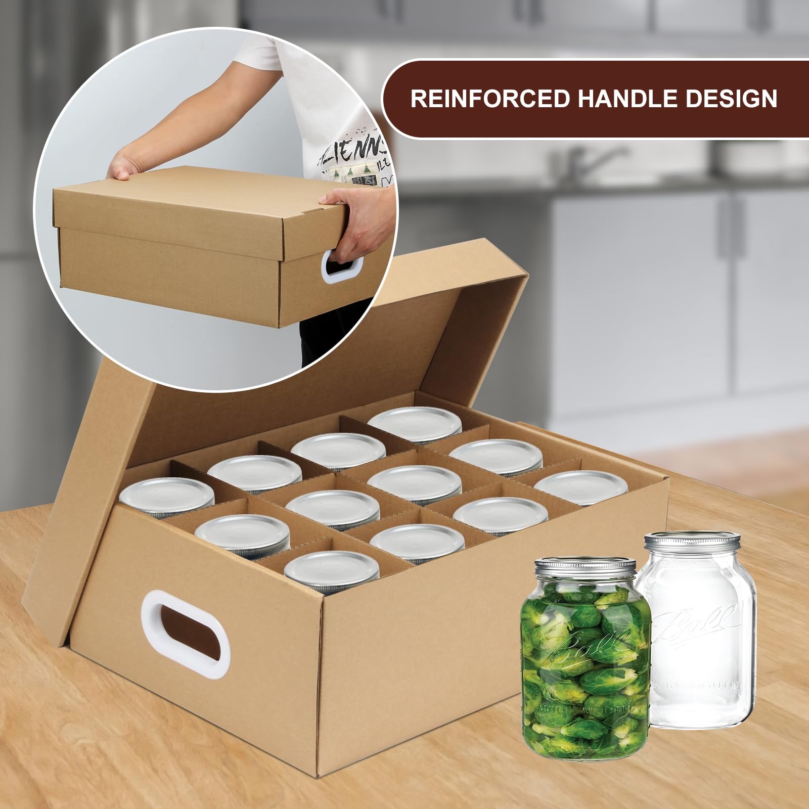 3 Pcs Mason Jar Storage Boxes, Cardboard Canning Jar Storage Boxes 16 oz Cann…