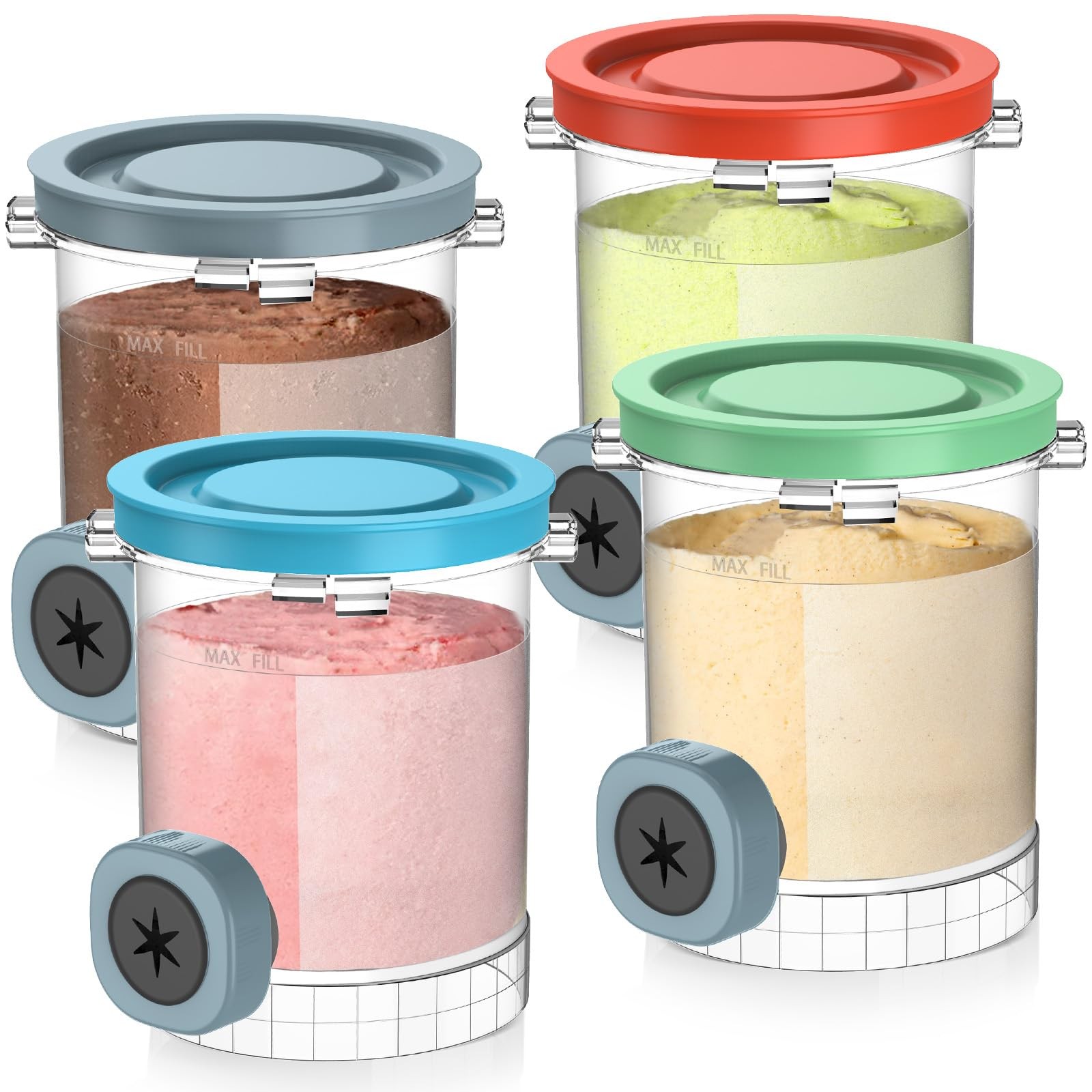 4 Pack for Ninja Swirl Pints, Creami Containers with NC700 Series Swirl Cream…