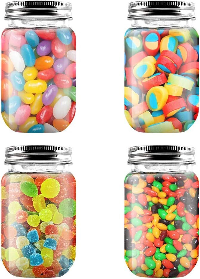 10 Pack 16 Ounce Clear Plastic Food Storage Jars With Silver Metal Lids