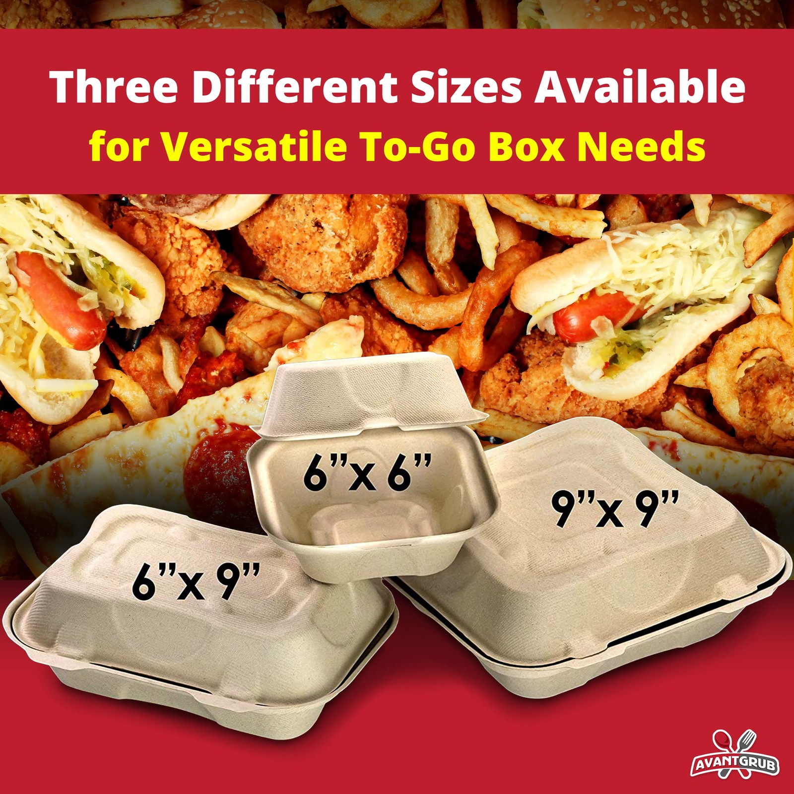 Durable, Leak-Proof Take-out Food Box, 25 Pack. Large, 9 x 9 Sturdy Plant-Bas…