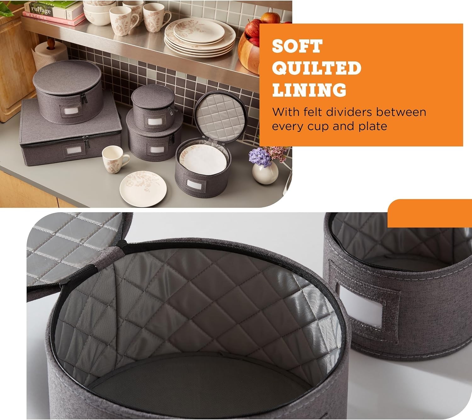 Durable Hard Shell China Storage Containers – 5-Piece Set for 12 Place Settings