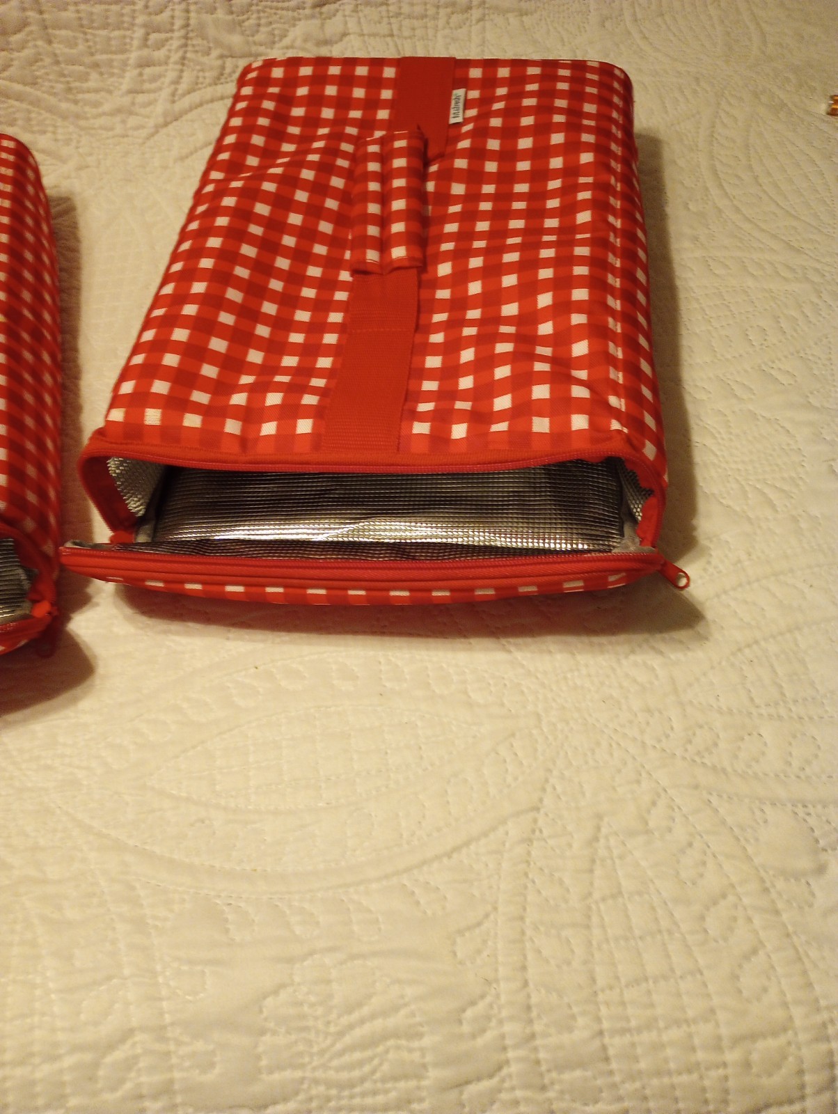 Fit & Fresh Insulated Food Carrier Red Gingham Set of Two