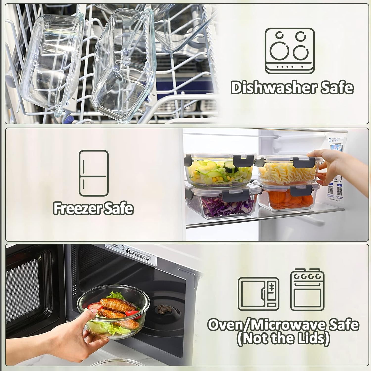 M MCIRCO 30 Pieces Glass Food Storage Containers with Snap Locking Lids,Glass Me