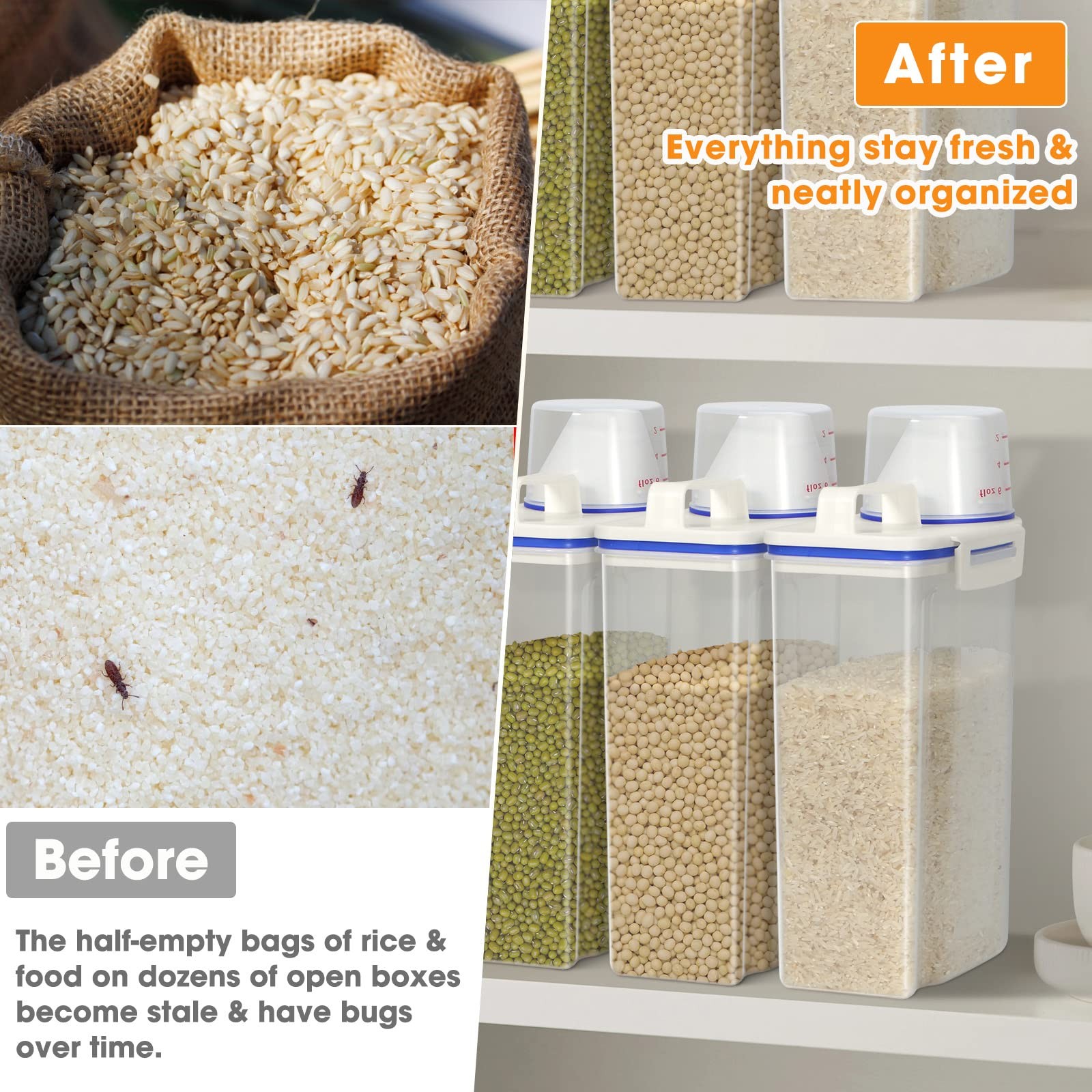 TBMax Rice Container 4 Lbs / 2 Kg Dispenser with Measuring 1 pack, Blue