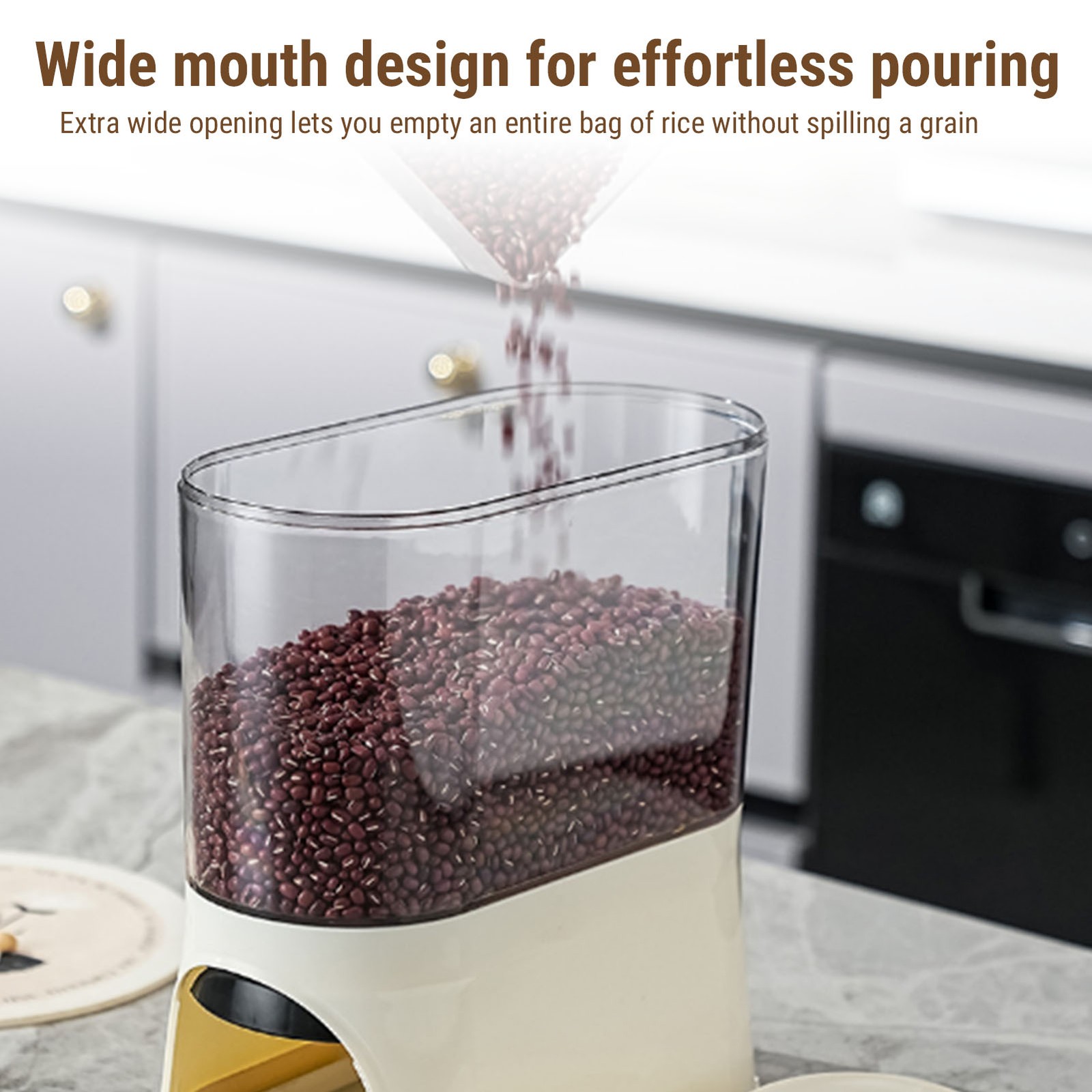25 lbs Rice Dispenser Grain Container Storage with Measuring Cup Household Use