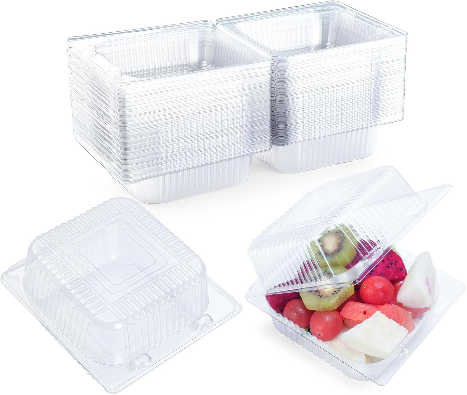 50 Count Clear Plastic Containers with Lids for Food, Thickened Disposable Sandw