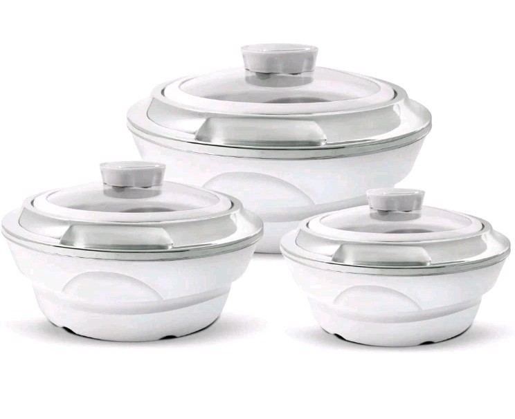 Jaypee White Cassaglass 3000ML Insulated Cassarole Serving Dish w/ Glass Lid