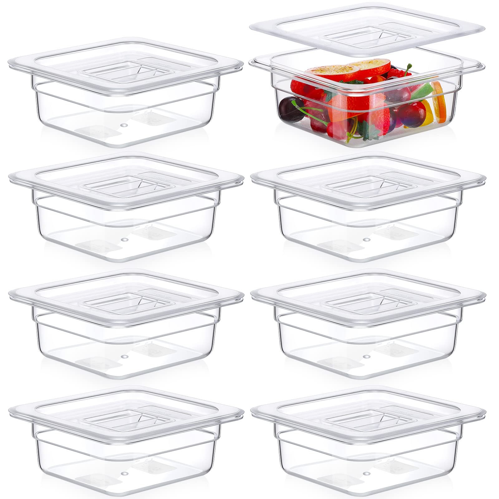 1/6 Size Clear Food Prep Containers with Lids – Durable Polycarbonate Salad B…
