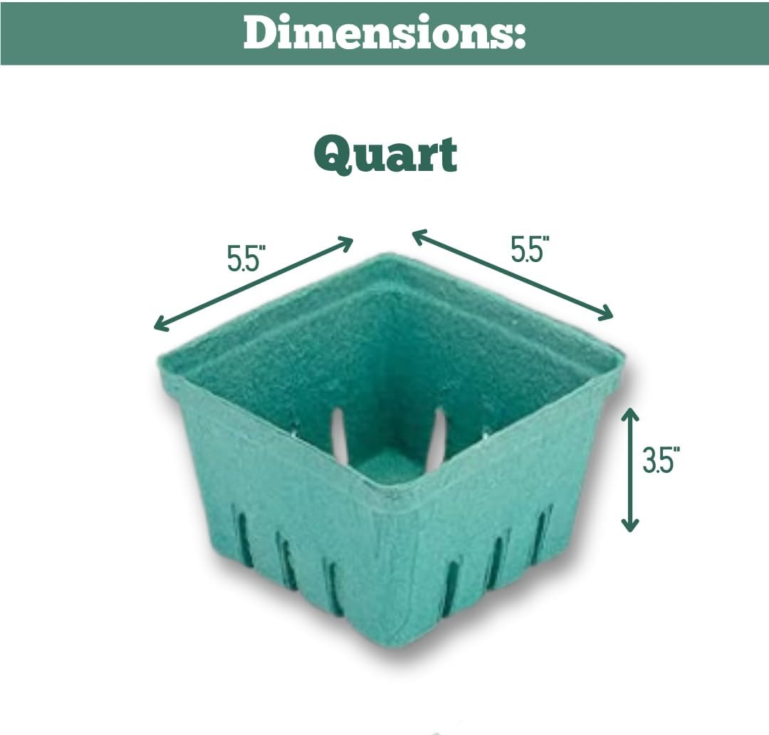 42 Pack QUART Green Molded Pulp Fiber Berry/Produce Vented Baskets for Fruit and