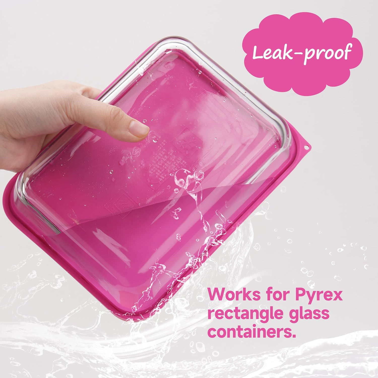 LUVCOSY 3 Cup Rectangle Silicone Storage Cover Lids Replacement for Pyrex 7210-P