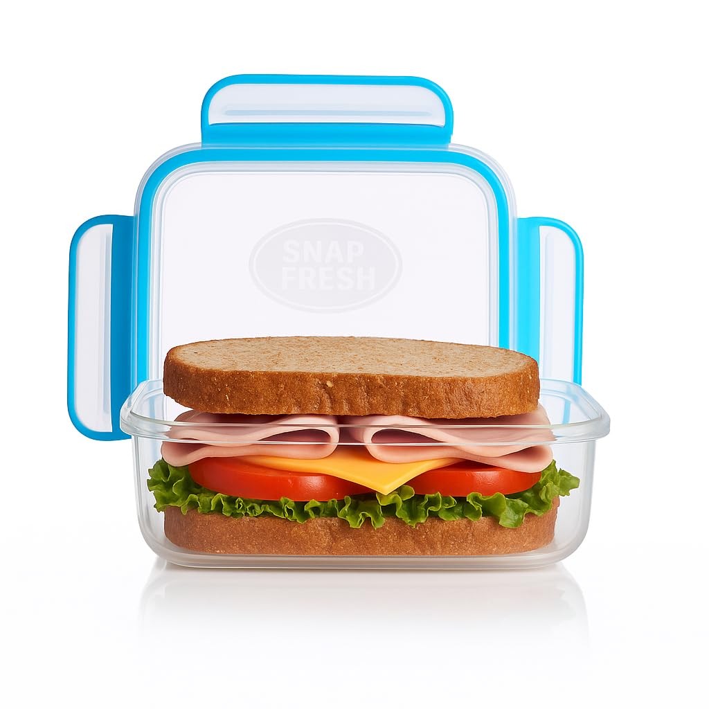 – 4 Pack of Fun Size Sandwich Containers (450 ml) – Reusable, BPA Free Plasti…