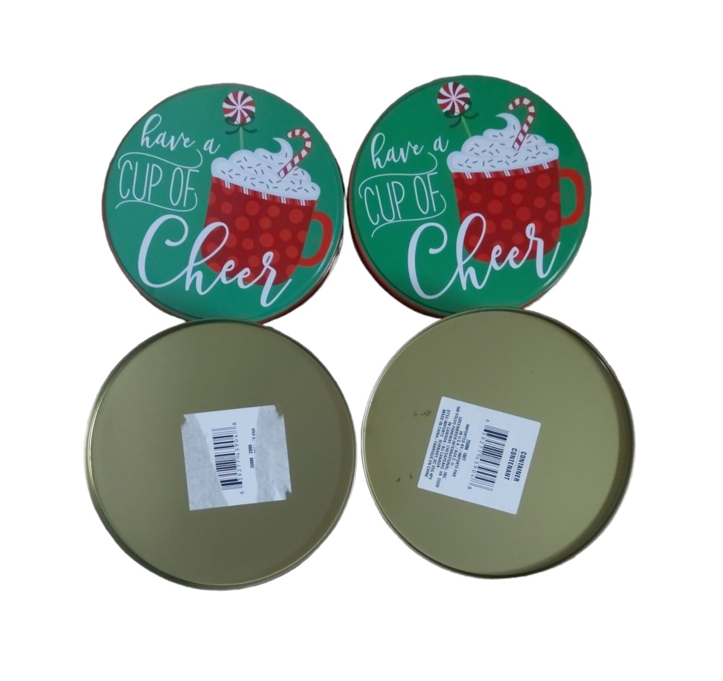 Greenbrier Christmas Ginger Cookie Gift Tin Storage Container Box With Lid Lot 2