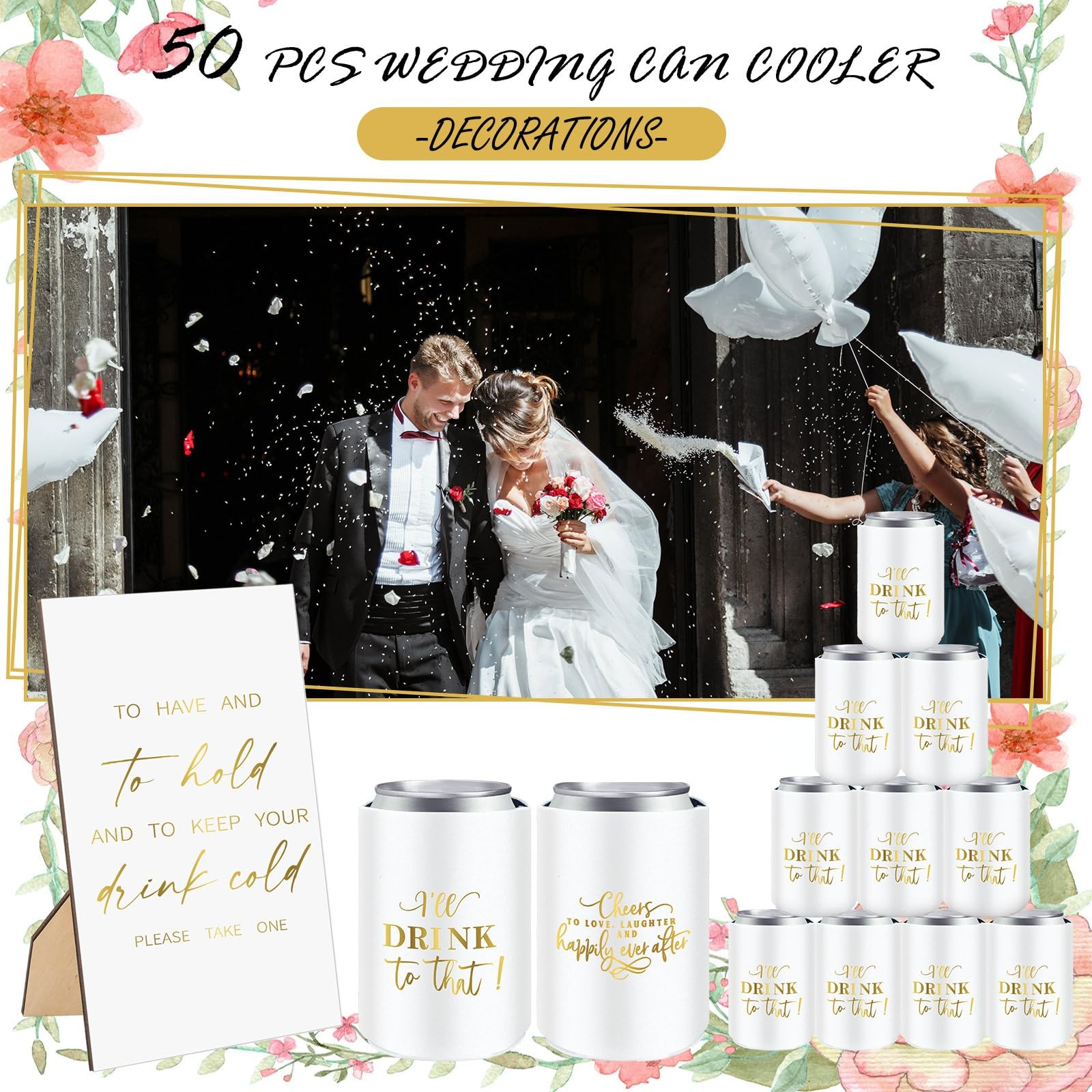 SiliFine 101 Wedding Can Coolers Bulk For 100 Guests Engagement Party Favors