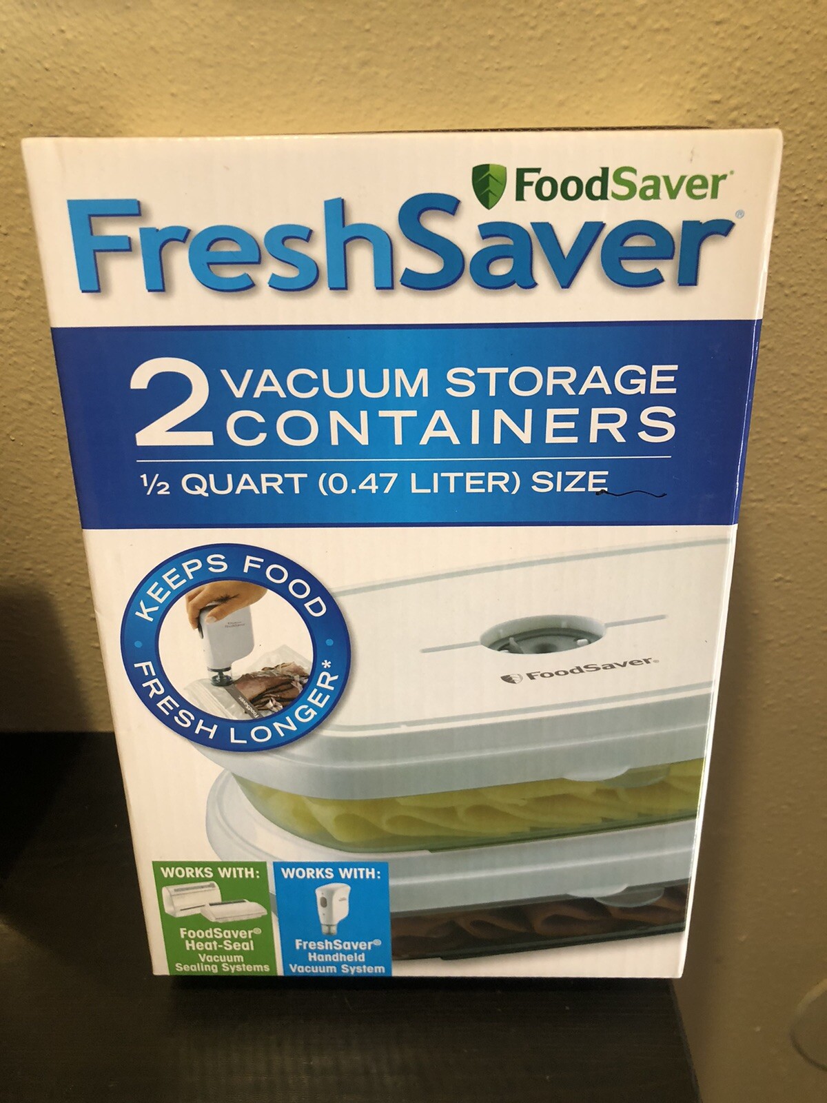2 Pack Food Saver Fresh Saver 2 Vacuum Storage Containers 1/2 Quart Size New