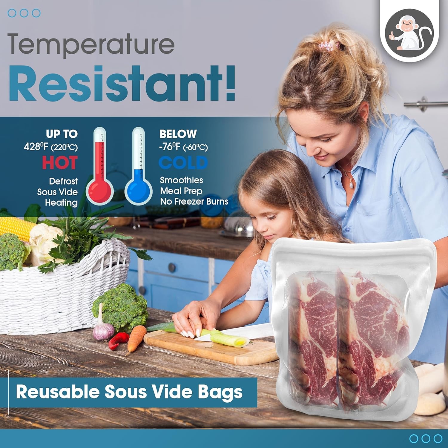 Reusable 1 Gallon Silicone Freezer Bag XXL 135 oz Clear Leakproof double-lock