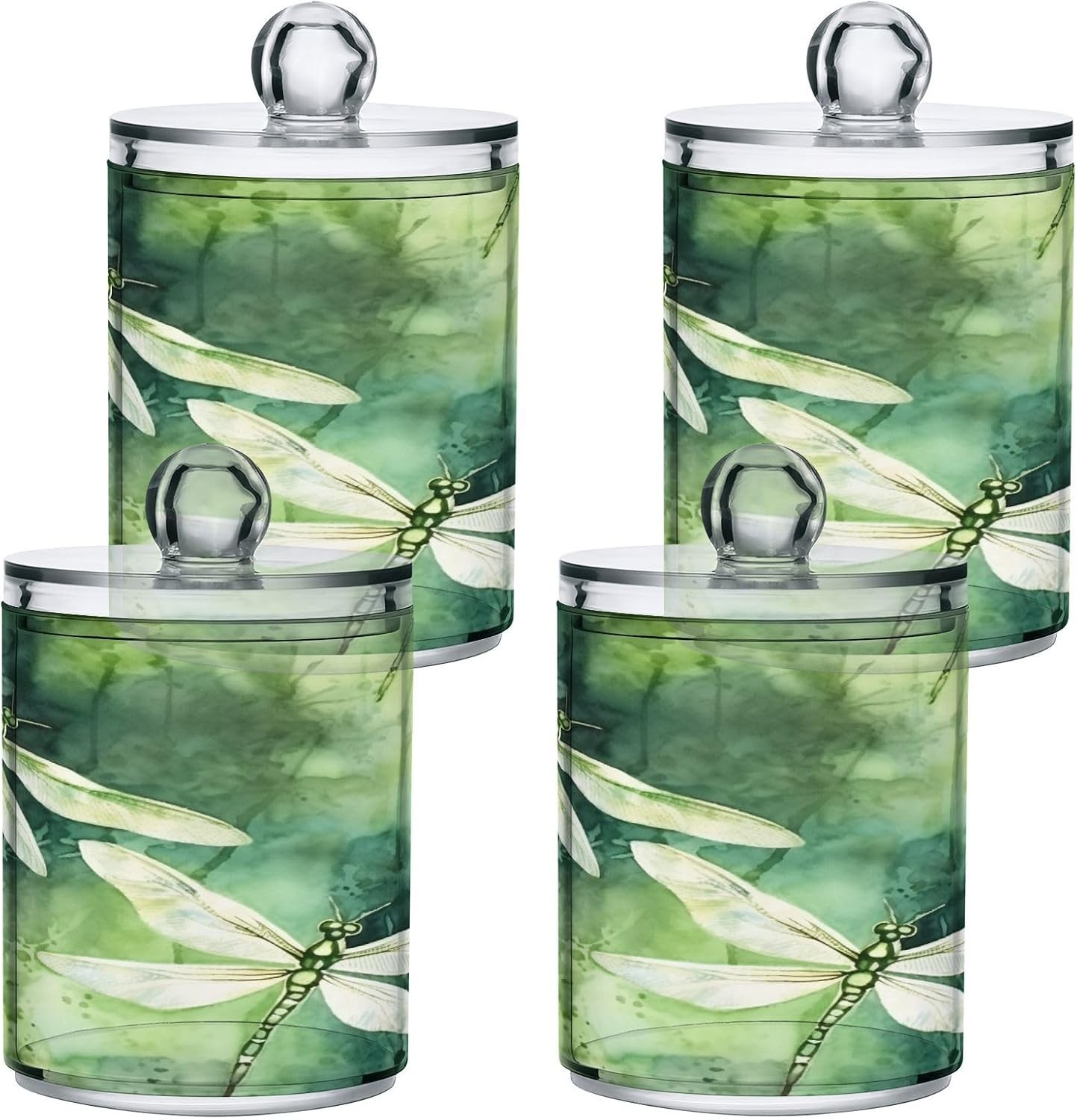 Green Dragonfly 2PC Airtight Transparent Plastic Storage Jar Food Storage