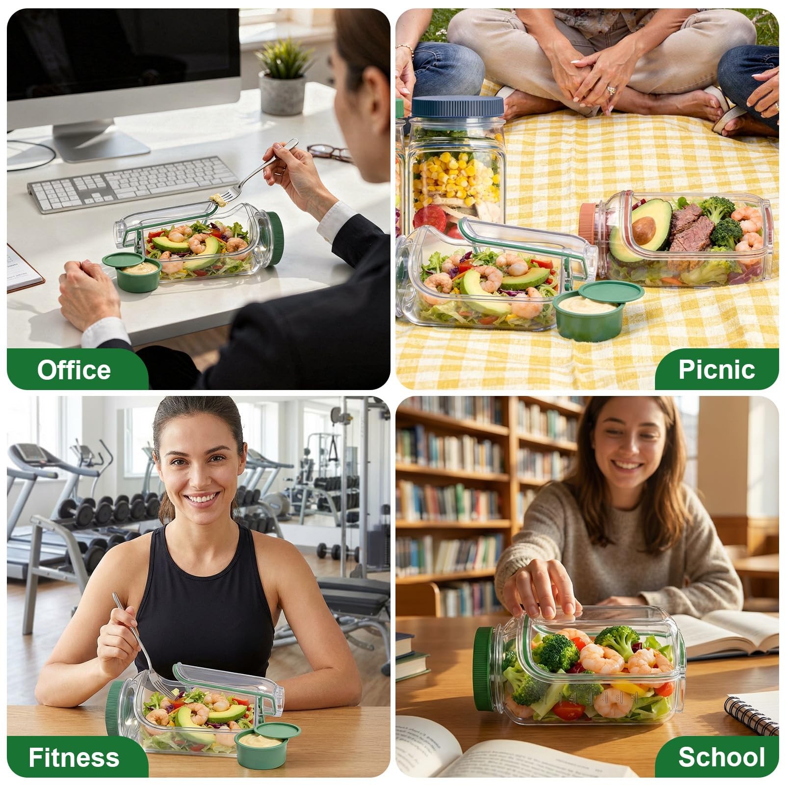 Salad Pod, 1000ml Side-Opening Salad Container (Salad Container for Lunch), L…