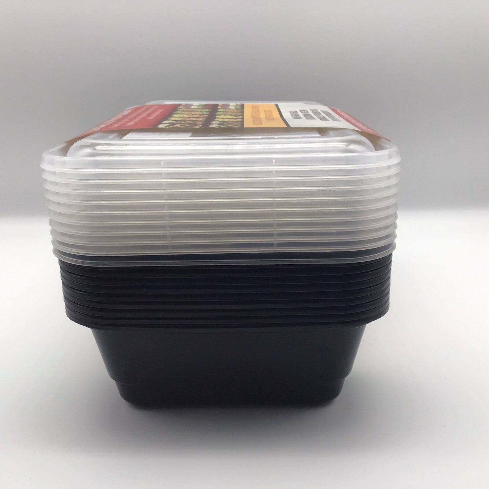GoodCook 1 Compartment Black Meal Prep Containers & Clear Lids 10 Pack