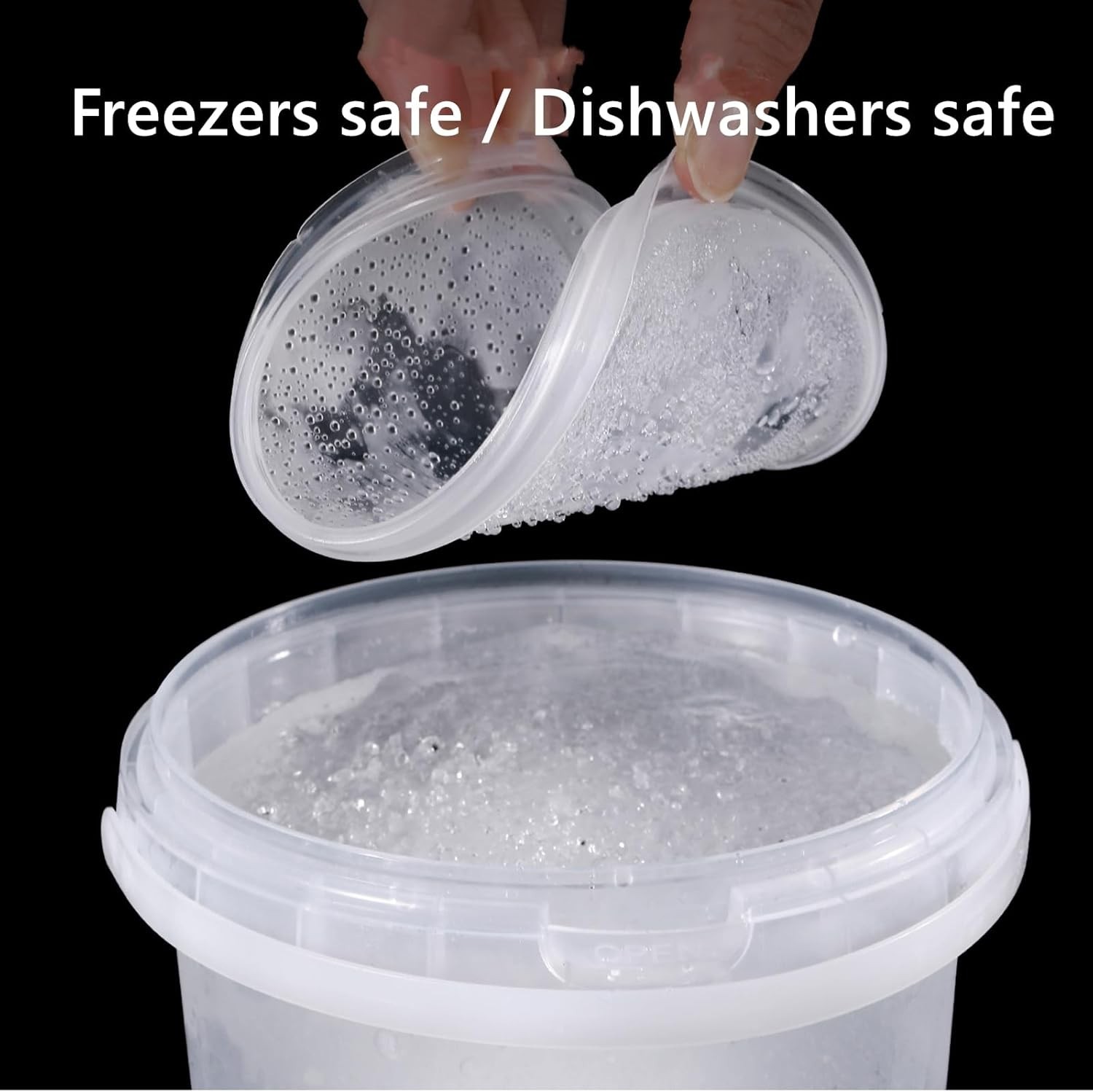24 Pack Ice Cream Bucket with Lids and Handles, 25OZ/ 33OZ Clear Plastic Rum …