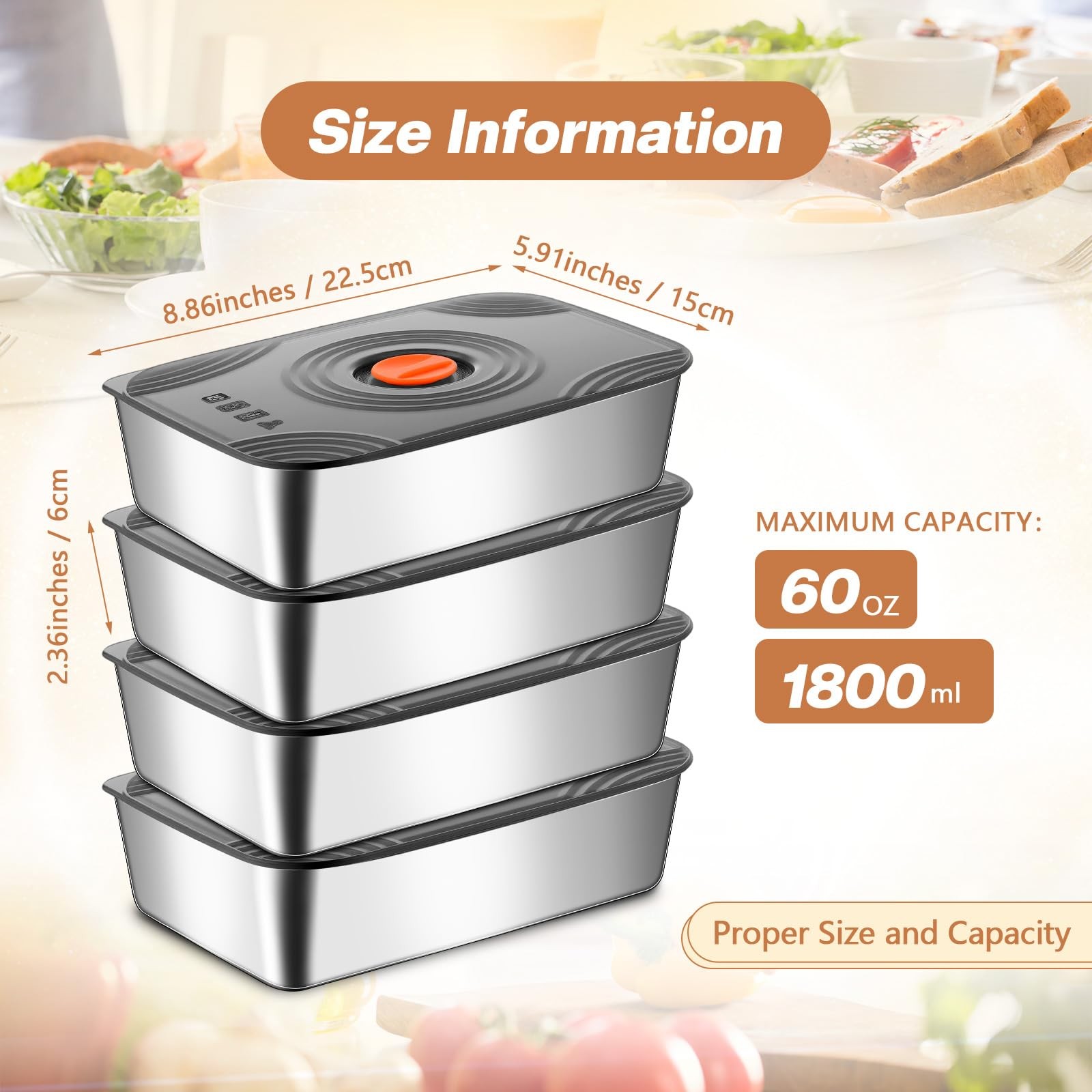 16 Sets 60oz Stainless Steel Food Storage Containers with Lids Large Reusable…